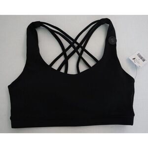 cotton: ON 670031-01 Women's Sz Small Black Strappy Sports Crop Bra